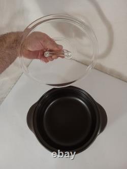 Pampered Chef Rockcrok 4 Qt Dutch Oven Rock Crock with Glass Lid Pot Black EUC