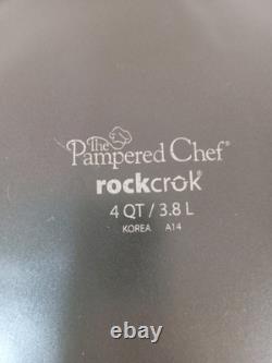 Pampered Chef Rockcrok 4 Qt Dutch Oven Rock Crock with Glass Lid Pot Black EUC