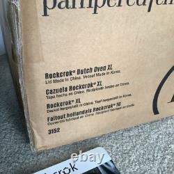 Pampered Chef Rockcrok 8 qt Slow Roaster Crock Pot Dutch Oven 3152 Glass Lid Box