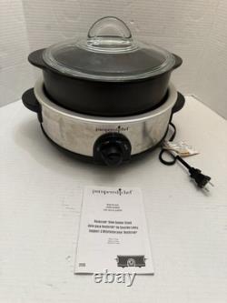 Pampered Chef Rockcrok Dutch Oven 3156 4 Qt with Glass Lid And Heating Base