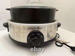 Pampered Chef Rockcrok Dutch Oven 3156 4 Qt with Glass Lid And Heating Base