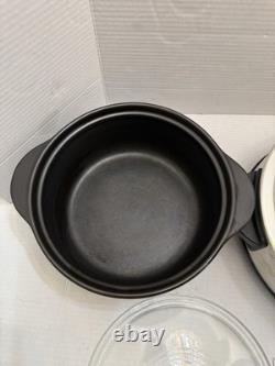 Pampered Chef Rockcrok Dutch Oven 3156 4 Qt with Glass Lid And Heating Base