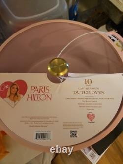 Paris Hilton 10 Quart Cast Aluminum Dutch Oven Pink Quilted Ceramic Nonstick Lid