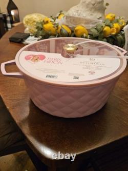 Paris Hilton 10 Quart Cast Aluminum Dutch Oven Pink Quilted Ceramic Nonstick Lid