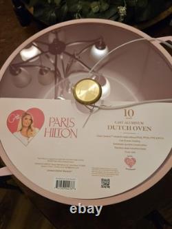Paris Hilton 10 Quart Cast Aluminum Dutch Oven Pink Quilted Ceramic Nonstick Lid