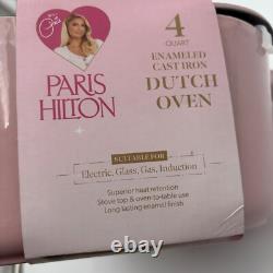 Paris Hilton Kitchen Heart Shaped Dutch Oven 4 Quart Enameled Cast Iron Pink