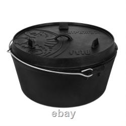 Petromax Cast Iron Dutch Oven for Campfire or Home Kitchen, Flat Base