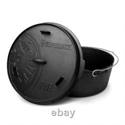 Petromax Cast Iron Dutch Oven for Campfire or Home Kitchen, Flat Base