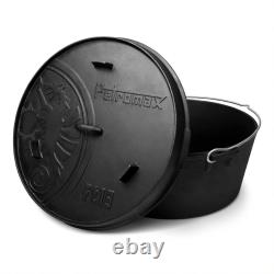 Petromax Cast Iron Dutch Oven for Campfire or Home Kitchen, Flat Base