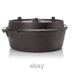 Petromax Cast Iron Dutch Oven for Campfire or Home Kitchen, Flat Base