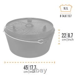 Petromax Cast Iron Dutch Oven for Campfire or Home Kitchen, Flat Base