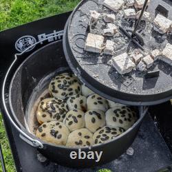 Petromax Cast Iron Dutch Oven for Campfire or Home Kitchen, Flat Base