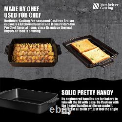 Pre-Seasoned 6QT Cast Iron Dutch Oven with Skillet Lid and Baking Pan Set