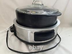 Preowned Pampered Chef 4 Qt Rockcrok Dutch Oven With LID And Slow Cooker Stand