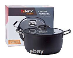 Professional 8 Quart Nonstick Dutch Oven with Glass Lid Italian Made Cerami