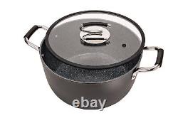 Professional 8 Quart Nonstick Dutch Oven with Glass Lid Italian Made Cerami