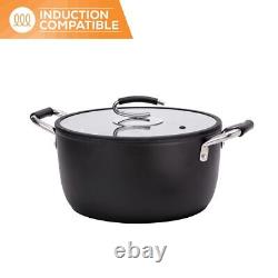 Professional 8 Quart Nonstick Dutch Oven with Glass Lid Italian Made Cerami
