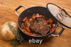 Professional 8 Quart Nonstick Dutch Oven with Glass Lid Italian Made Cerami