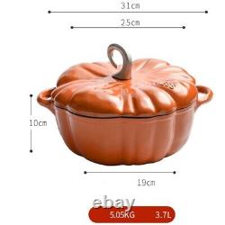 Pumpkin Cast Iron Casserole 3.7-Quart Cocotte Dutch Oven Orange Enameled Lid