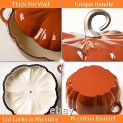 Pumpkin Cast Iron Dutch Oven, 4qt Pumpkin-Shaped Cocotte, Enamel Cast Iron Cooki Pumpkin Cast Iron Dutch Oven, 4qt Pumpkin-Shaped Cocotte, Enamel Cast Iron Cooki