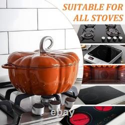 Pumpkin Cast Iron Dutch Oven, 4qt Pumpkin-Shaped Cocotte, Enamel Cast Iron Cooki