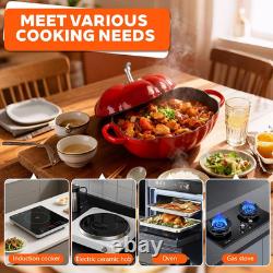 Pumpkin Cast Iron Dutch Oven, 5Qt Enamel Cast Iron Cooking Pot with Lid