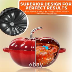 Pumpkin Cast Iron Dutch Oven, 5Qt Enamel Cast Iron Cooking Pot with Lid