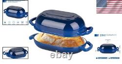 Quality Blue Enameled Cast Iron Dutch Oven, 5QT Baking & Cooking Essential