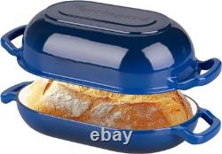 Quality Blue Enameled Cast Iron Dutch Oven, 5QT Baking & Cooking Essential