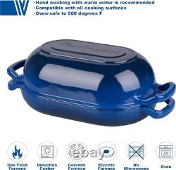 Quality Blue Enameled Cast Iron Dutch Oven, 5QT Baking & Cooking Essential
