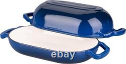 Quality Blue Enameled Cast Iron Dutch Oven, 5QT Baking & Cooking Essential