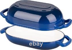 Quality Blue Enameled Cast Iron Dutch Oven, 5QT Baking & Cooking Essential