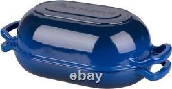 Quality Blue Enameled Cast Iron Dutch Oven, 5QT Baking & Cooking Essential