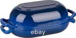 Quality Blue Enameled Cast Iron Dutch Oven, 5QT Baking & Cooking Essential
