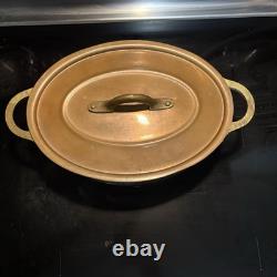 RARE 8lb Metaux Ouvres-Vesoul Copper Dutch Oven w Lid Heavy Cast Brass Handles