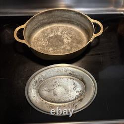 RARE 8lb Metaux Ouvres-Vesoul Copper Dutch Oven w Lid Heavy Cast Brass Handles