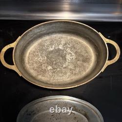 RARE 8lb Metaux Ouvres-Vesoul Copper Dutch Oven w Lid Heavy Cast Brass Handles