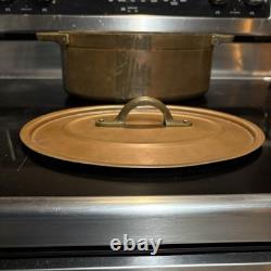 RARE 8lb Metaux Ouvres-Vesoul Copper Dutch Oven w Lid Heavy Cast Brass Handles