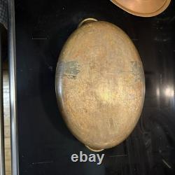 RARE 8lb Metaux Ouvres-Vesoul Copper Dutch Oven w Lid Heavy Cast Brass Handles
