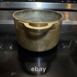 RARE 8lb Metaux Ouvres-Vesoul Copper Dutch Oven w Lid Heavy Cast Brass Handles
