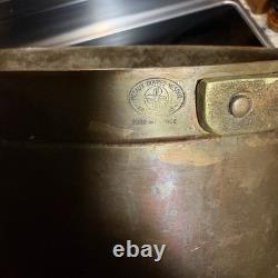 RARE 8lb Metaux Ouvres-Vesoul Copper Dutch Oven w Lid Heavy Cast Brass Handles