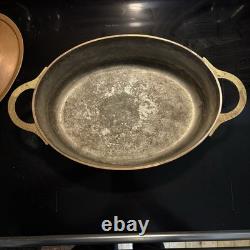 RARE 8lb Metaux Ouvres-Vesoul Copper Dutch Oven w Lid Heavy Cast Brass Handles