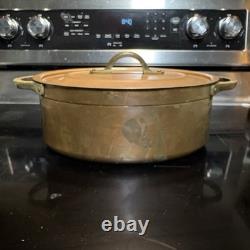 RARE 8lb Metaux Ouvres-Vesoul Copper Dutch Oven w Lid Heavy Cast Brass Handles