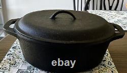 RARE Cajun Classic Cast Iron Oval 7 Qt Casserole Dutch Oven Roaster MAMOU, LA