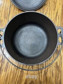 RARE Griswold Erie No. 6 Cast Iron Dutch Oven with Lid Slant Logo 2605 & 2606