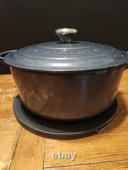 RARE Le Creuset 7.25 Qt Enameled Cast Iron Round Dutch Oven Midnight Blue #28