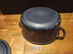 RARE Le Creuset 7.25 Qt Enameled Cast Iron Round Dutch Oven Midnight Blue #28