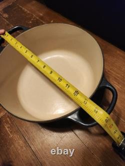 RARE Le Creuset 7.25 Qt Enameled Cast Iron Round Dutch Oven Midnight Blue #28