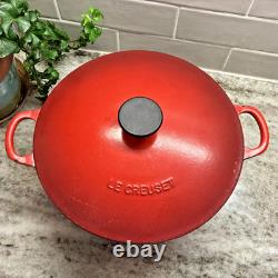 RARE Le Creuset MARMITE #26 Dutch Oven Red Cerise 4.25 Qt withLid 10.75 L38