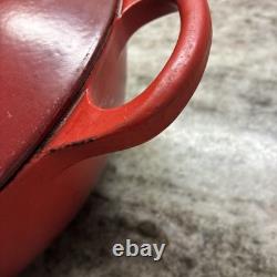 RARE Le Creuset MARMITE #26 Dutch Oven Red Cerise 4.25 Qt withLid 10.75 L38